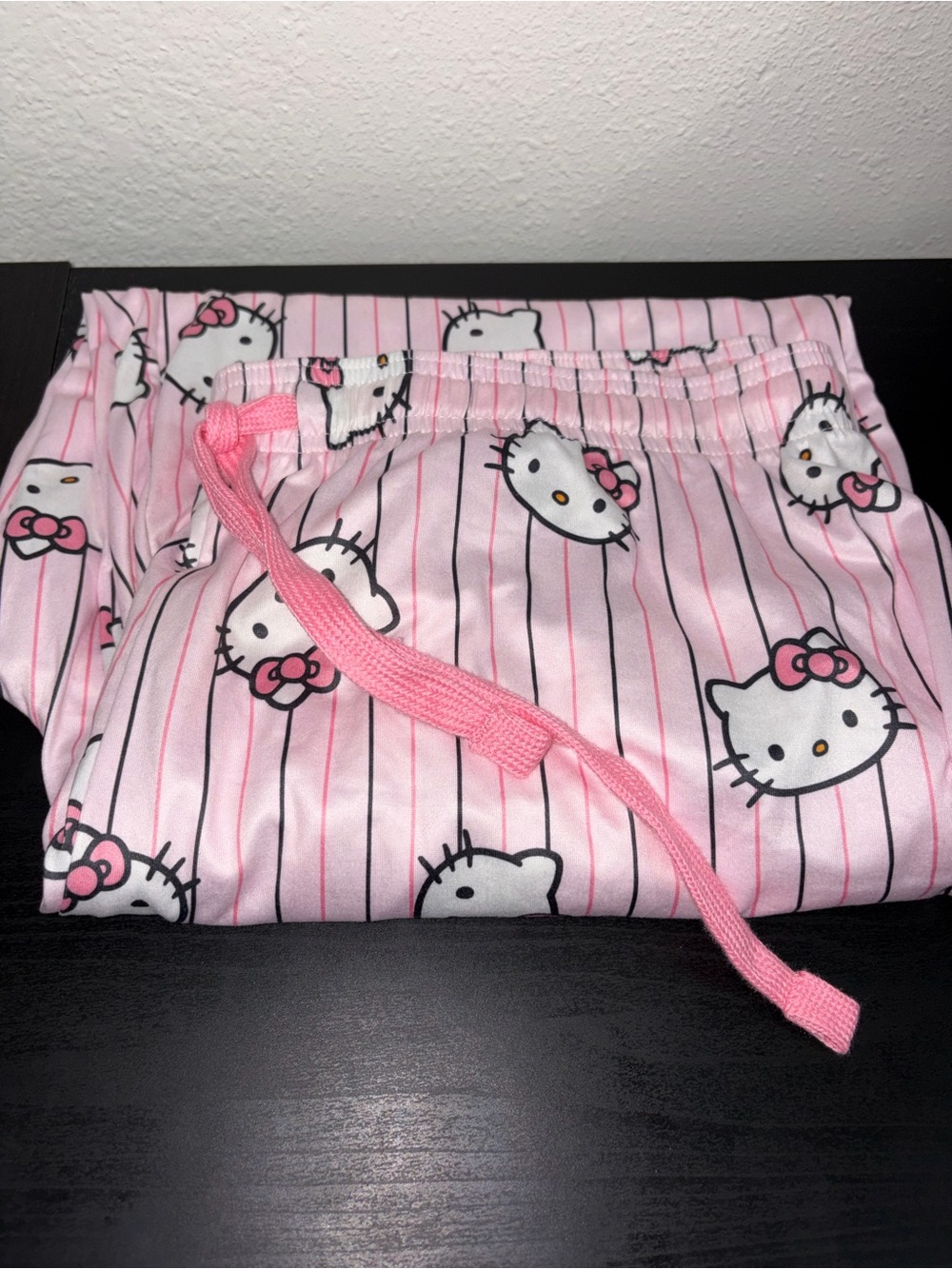Hello Kitty Pink Striped Girls Pajama Bottoms